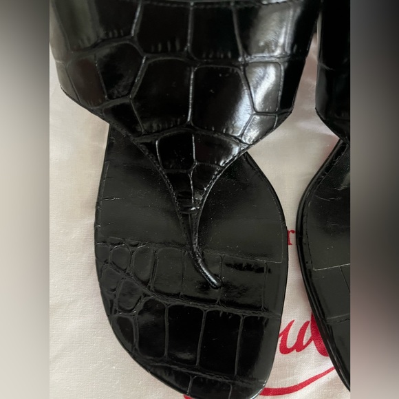 Christian Louboutin EGYPTIC Croc Leather Thong Mule Sandal Block Heel Shoes 36 - Picture 5 of 7
